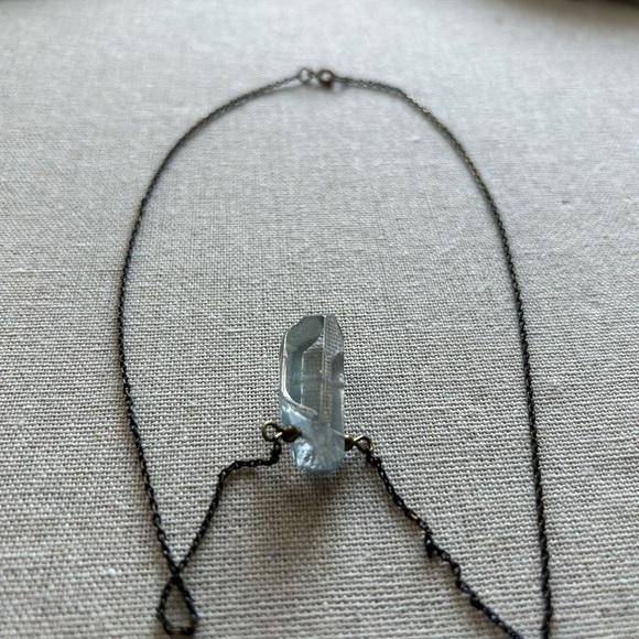 Delicate Clear Crystal Pendant Necklace - Picture 6 of 7